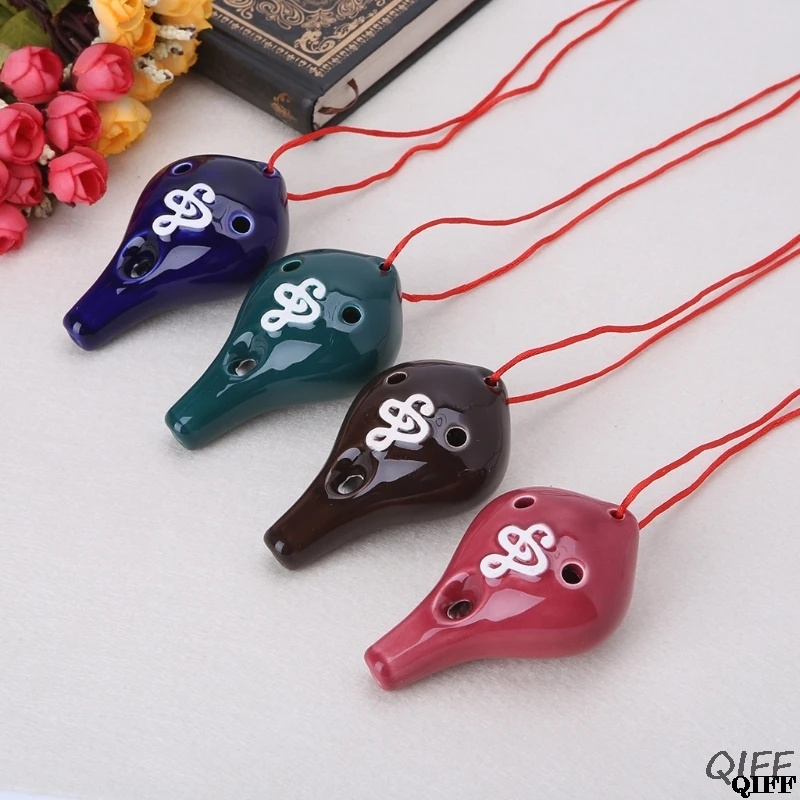 New 6 Hole Ocarina Ceramic Alto A C Glaze Musical Instrument Flute Gift