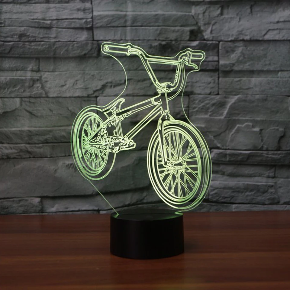 3D светодиодная прикроватная Bmx Ночной светильник велосипеда Форма Usb настольная лампа 7 цветов Изменение скорости велосипед Домашний Декор Спальня сна светильник ing приспособление подарки