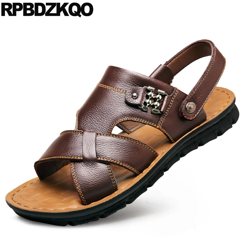

size 46 designer large 45 slides slip on roman metal native brown shoes slippers men gladiator sandals summer italian leather