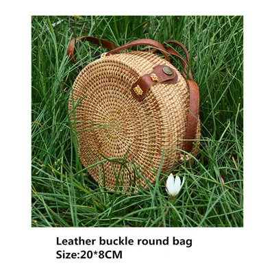 Квадратная круглая Mulit стильная соломенная сумка, женская летняя ротанговая сумка ручной работы, тканая пляжная круглая богемная сумка, Новая мода - Цвет: 3