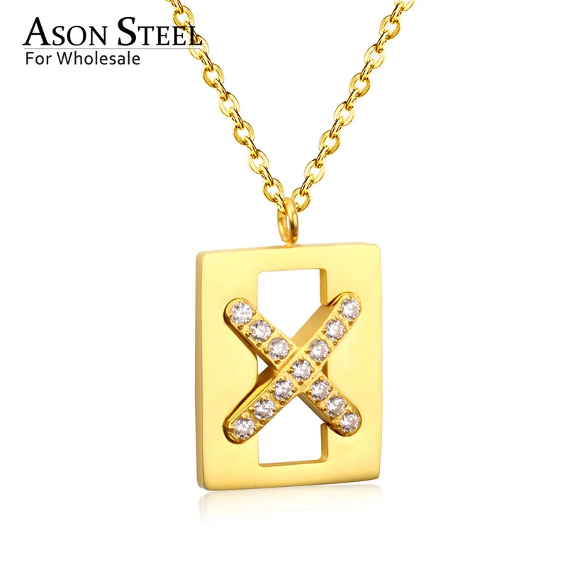 ASONSTEEL Длинные Цепочки 45 см+ 5 см расширитель квадратный крест AAA CZ кулон ожерелье s золото ожерелье для женщин вечерние