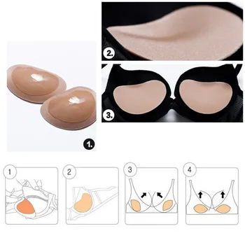

HOT 1Pair Invisible Heart Padding Magic Bra Insert Pads Push Up Silicone Bra Adhesive Breast Enhancer Bikini For Women Bra#A