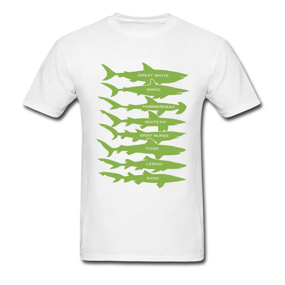 Shark Types Men Company Casual Tops T Shirt Round Collar Autumn 100% Cotton T-Shirt Group Short Sleeve T-shirts Shark Types white