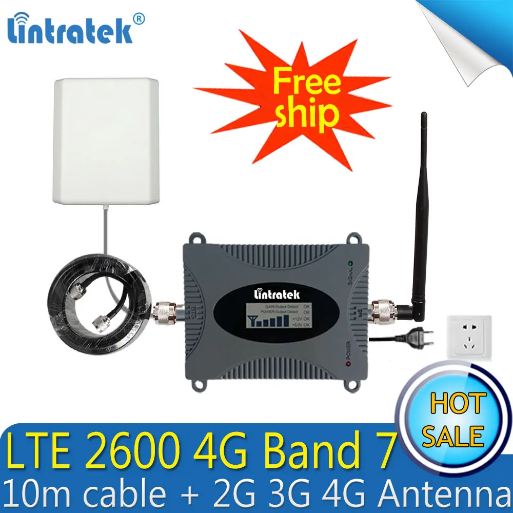 

Free Shipping 2600Mhz 4G (FDD Band 7) Cell phone Signal Repeater 65dB LTE 4G Cellular Mobile Signal Booster Amplifier 4G Antenna