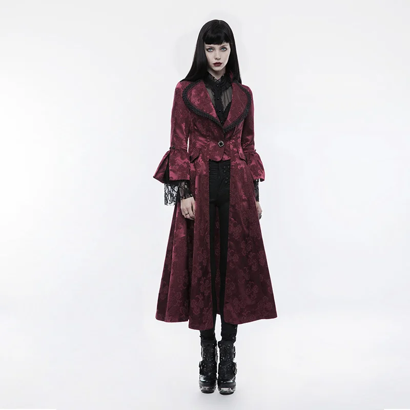 Панк RAVE Для женщин Готический, викторианской эпохи Стиль длинное пальто мода цветочным узором великолепные длинное пальто Вечеринка