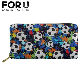 

FORUDESIGNS Men Waterproof Long Wallet 3D Soccer Balls Printed Male Cash PU Leather Wallets Zipper Money Bags Organizer Purse