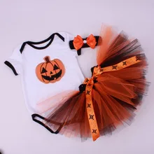 Комплект из 3 предметов для маленьких девочек, черный наряд для 1 хэллоуинская пачка, детский комбинезон, юбка-пузырь, повязка на голову, детская одежда для фотосъемки