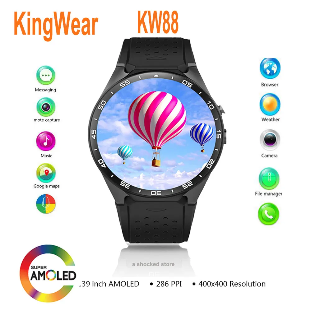 kingwear Kw88 android 5.1 OS Smart watch electronics