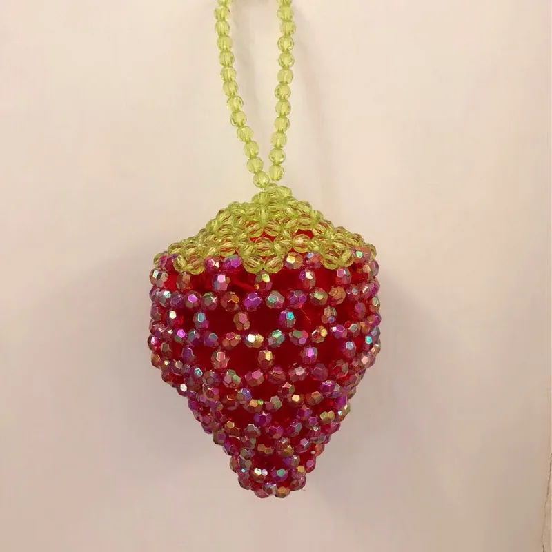 purses Клубника портмоне Новинка вышитые бисером сумки крошечные Мини Kawaii милые девушки клатчи кошелек леди вечерние сумочки кошелек красный Прямая поставка - Цвет: purses
