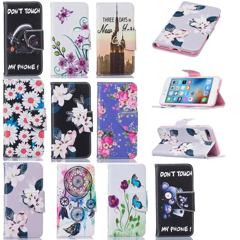 Cute animal flower Campanula Magnetic Flip Leather Phone Case Wallet Stand Cover For Apple iPhone 7 Plus. |