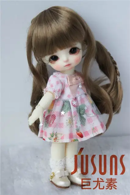 JD337 1/8 1/6 1/4 Pretty Synthetic Mohair BJD Wigs Suit For Size 5-6 Inch 6-7 Inch 7-8 Inch Doll Free Shipping Doll Hair Only Brown SM351