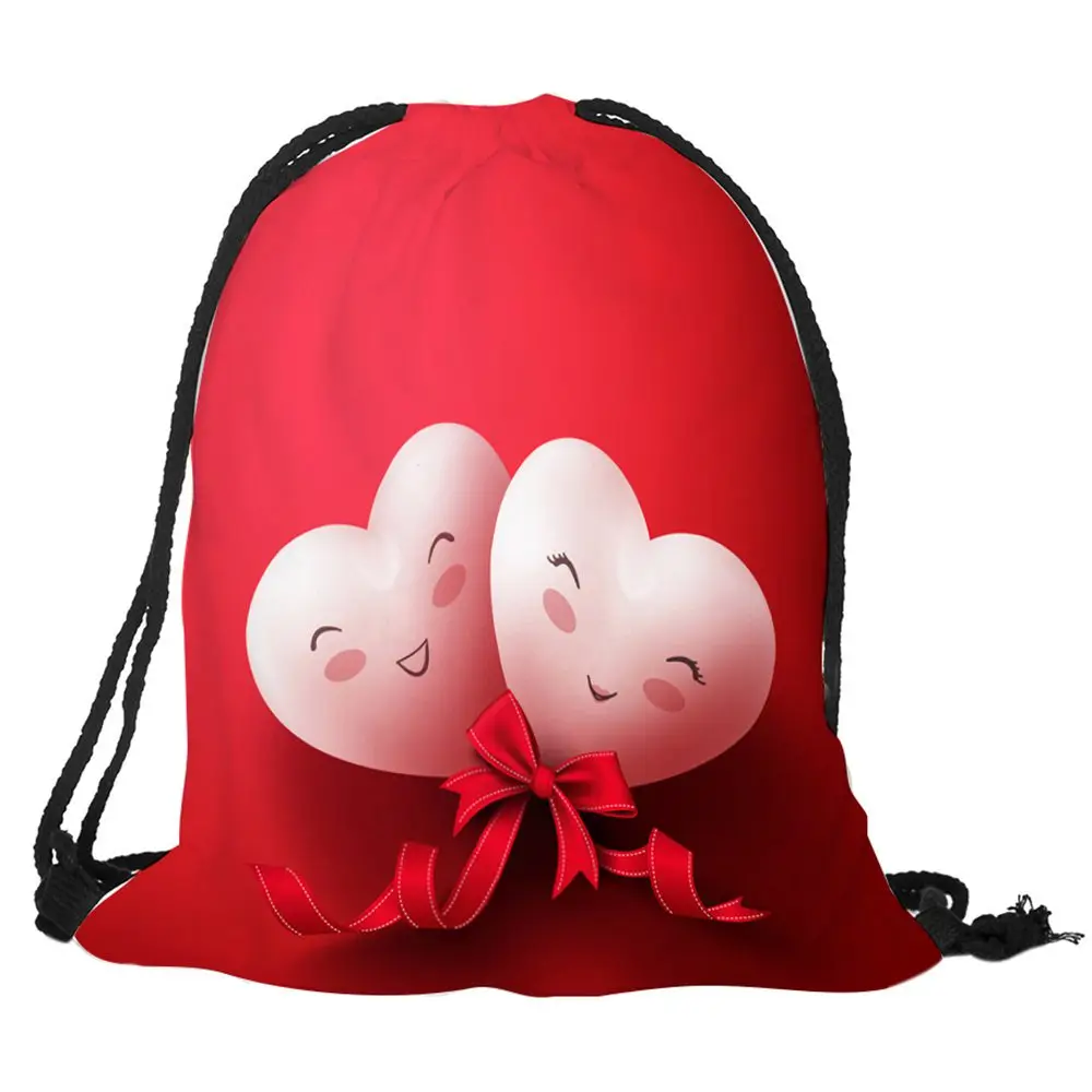 

HEBA-Valentine's Day Digital Print Bundle Backpack bag with rope backpack Cute heart / bow