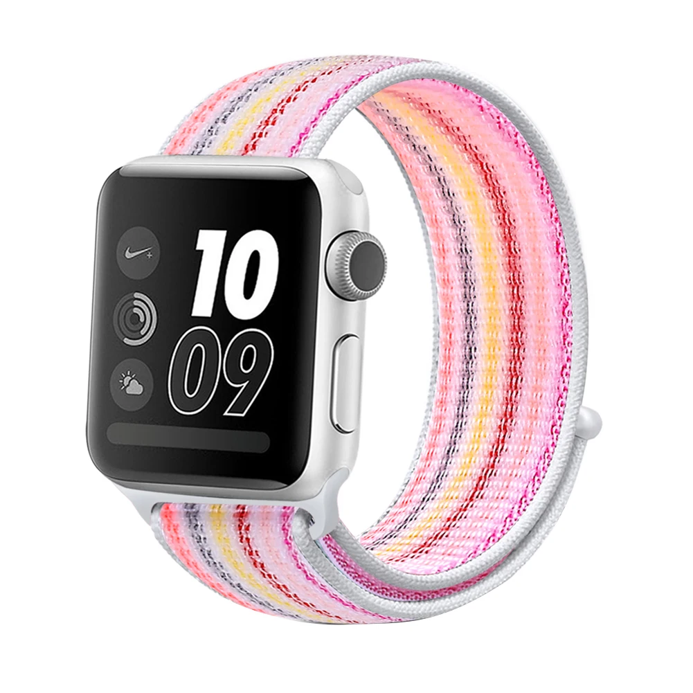 Аксессуары для часов 38 мм 42 мм 40 мм 44 мм ремешок для apple watch series 1 2 3 лямка из нейлоновой ткани для iWatch 4series 5 - Band Color: stripe pink
