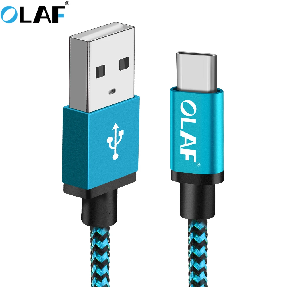 Олаф нейлоновый Плетеный usb type C 1 м 2 3 кабель для быстрой зарядки samsung Galaxy huawei Xiaomi USB