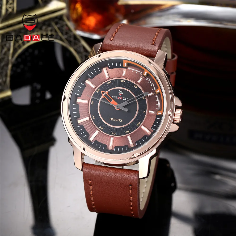 

BADACE Leather Strap Quartz Men Sport Watch Analog Clock Mens Top Brand Luxury Man Military Japan Movement Wrist Watch 9170