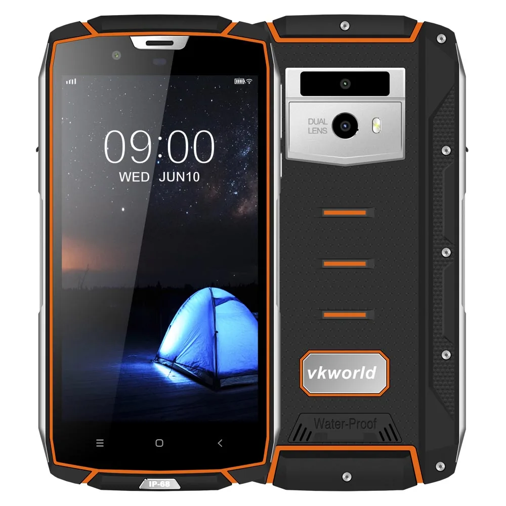 VKworld VK7000 4G LTE IP68 водонепроницаемый мобильный телефон Android 8,0 4 Гб+ 64 Гб восьмиядерный смартфон 5600 мАч аккумулятор 5,2 дюйма сотовый телефон - Цвет: Оранжевый