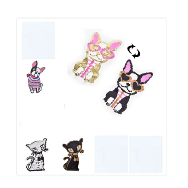 

NEW! DIY Applique Bag Coat Sweater Crafts patch Dog Cat Owl Reversible Sequins Sew On Patches For Clothes