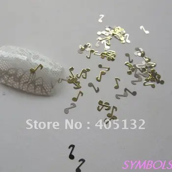 

Approx. 1000pcs/bag Gold Music Sign Slices Non-adhesive Metal Pieces Nail Art Decoration MS-143-2