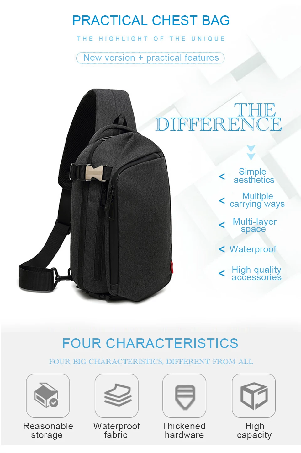 Men Shoulder Bag Male Chest Bags Crossbody Messenger Bag Pack Waterproof Bolso Cross Body Business Travel Women Mens Fanny Packs (2)