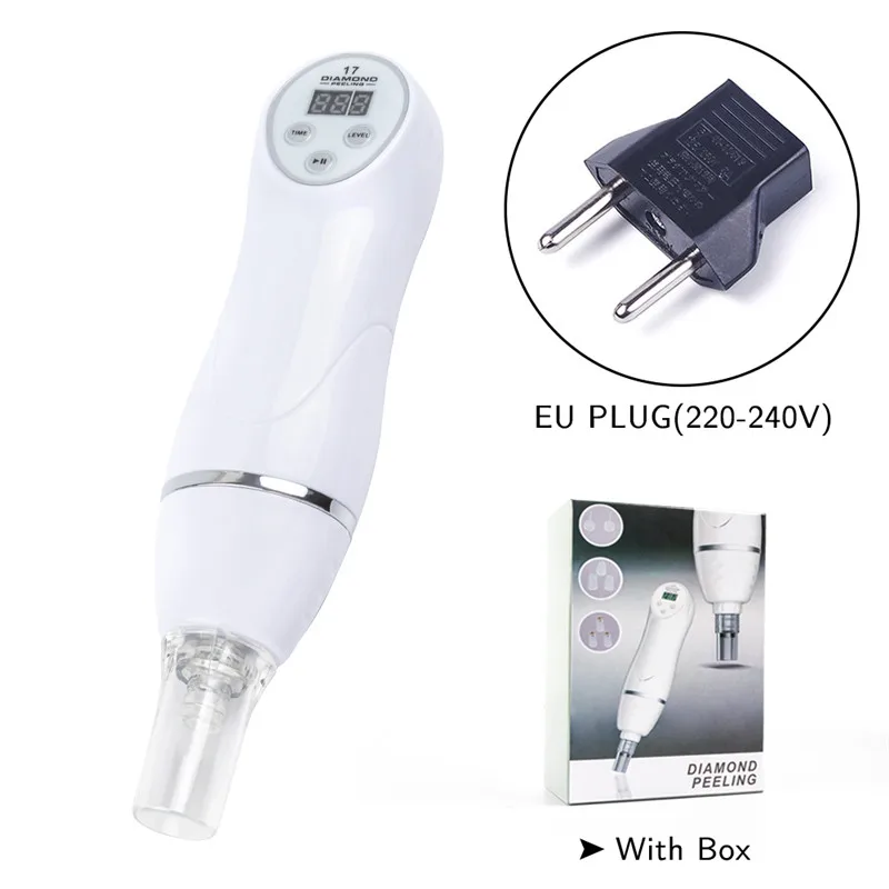 EU plug With Box 6 наконечников уход за лицом устройство красоты кожи Алмазная дермабразия Угри очиститель пилинг машина уход массаж микродермабразия - Цвет: EU plug With Box
