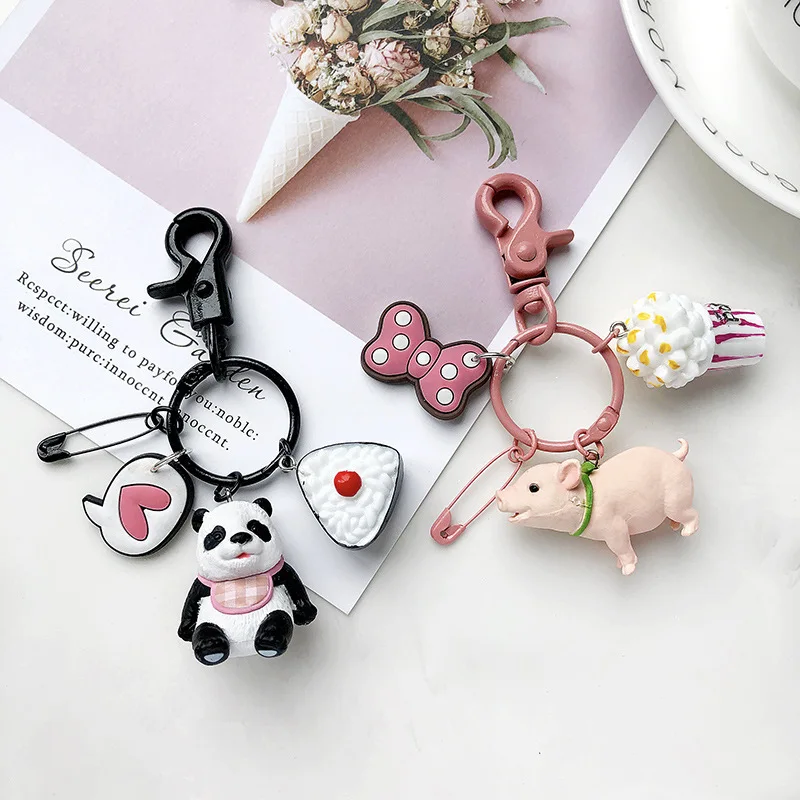 

New Resin Dog Fashion Key Chain Christmas Gift For Men Animal Pig Panda Keychain Women Accessories Various Colors Couple KeyRing