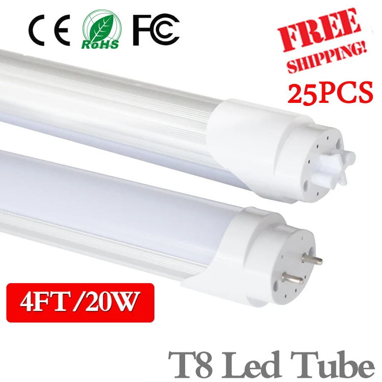 

25PCS 4ft LED Tube light T8 1200mm 20W AC85V-285V G13 Super Bright LED Fluorescent light 3000K 4000K 6500K SMD2835 LED light