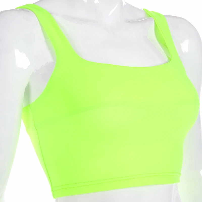 HEYounGIRL топы для фитнеса и тренировок, футболки без рукавов, короткий топ без косточек, женская уличная майка, зеленый флуоресцентный Топ