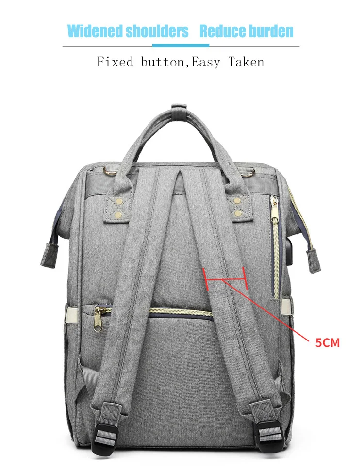 Stylish Backpacks discount Lequeen Baby Diaper Bag with USB Interface Large Waterproof Nappy Bag Kits Mummy Maternity Travel Backpack Nursing Bag with Hook Stylish Backpacks discount
