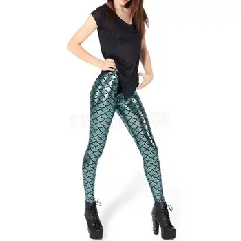 

Mermaid Leggings Women Shiny Fish Scale Liquid Stretchy Pants