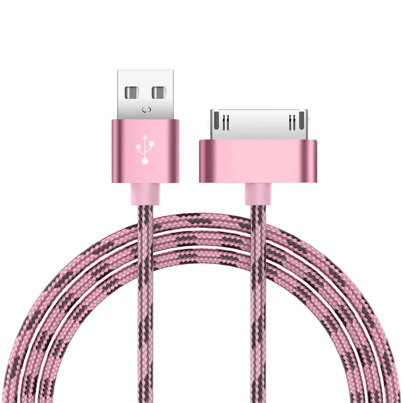 2.4A USB кабель для iphone 30 Pin зарядное устройство адаптер кабель передачи данных для быстрой зарядки для iphone 4 4S 3g S 3g iPad 1 2 3 iPod itouch - Цвет: Rose gold