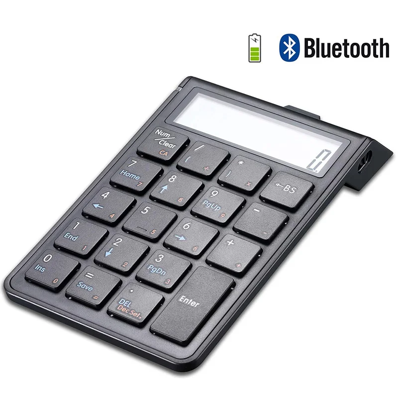 Заряжаемая цифровая клавиатура Bluetooth и калькулятор 2 в 1 беспроводная с 12 значным