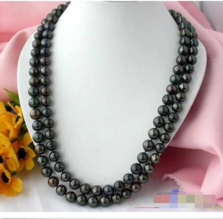 

shipping p1323 3P1323 32" 12MM ROUND BLACK FRESHWATER CULTURED PEARL NECKLACE