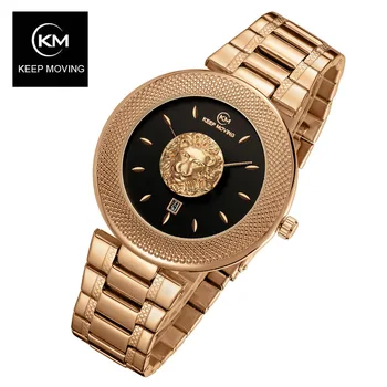 

KEEP Moving Women Fashion Blue Quartz Watch Lady Steel Watchband High Quality Casual Waterproof Wristwatch Gift for Wife 2019
