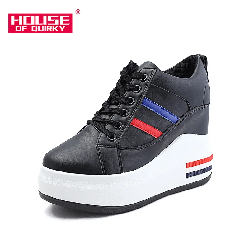 

Fashion Pure White Women Sports Shoes Waterproof Platform Casual Lace-up Women Shoes Ultra High with Women Vulcanized Shoes 2019