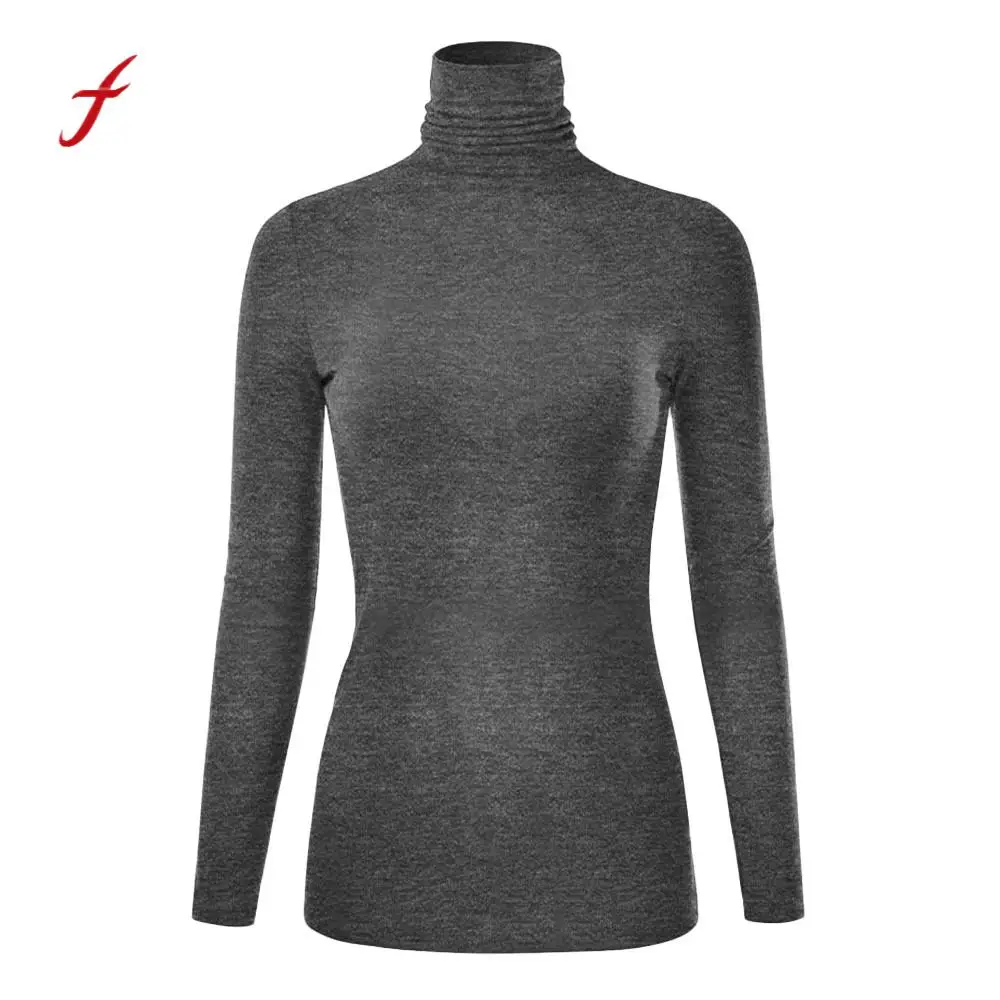 feitong High Quality T Shirt Women Winter Warm Lightweight Long Sleeve Turtleneck Top Sleepwear Women's Clothing T-shirt