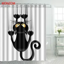 WONZOM Black Cat Shower Curtain Fabric Bathroom Decor Decoration Cortina De Bano Polyester Animal Bath Curtain And Hooks Gift WONZOM Black Cat Shower Curtain Fabric Bathroom Decor Decoration Cortina De Bano Polyester Animal Bath Curtain And Hooks Gift