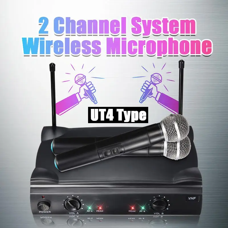2 ручных UHF частот динамическая капсула 2 канала беспроводной микрофон для караоке системы микрофон Sem Fio Mic Micro