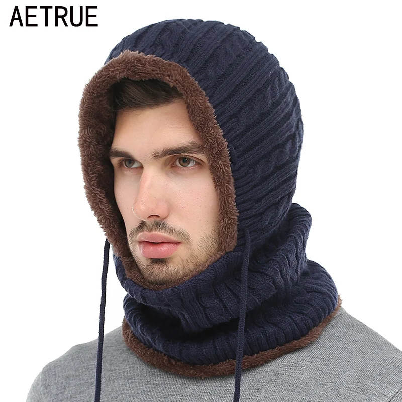 AETRUE Winter Knitted Hat Beanie Men Beany Skullies Beanies Winter Hats For Women Men Caps Gorras Bonnet Mask Brand Hats 2019 1