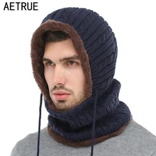 AETRUE Winter Knitted Hat Beanie Men Scarf Skullies Beanies Winter Hats For Women Men Caps Gorras Bonnet Mask Brand Hats 2018