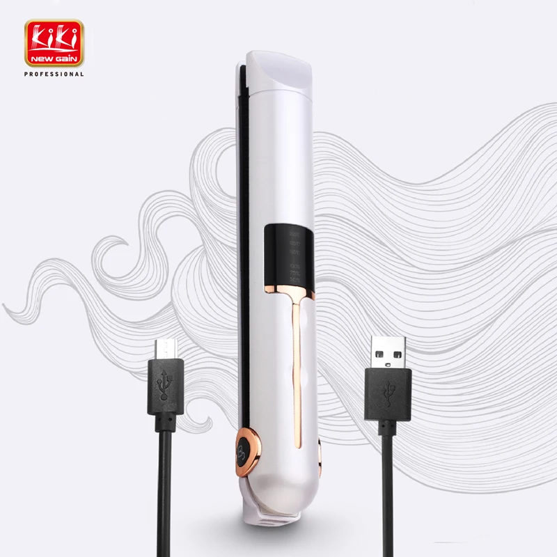 

KIKI newgain mini Universal voltage Wireless USB rechargeable HAIR Straightener With lock system Hair iron Dry and wet dual-use