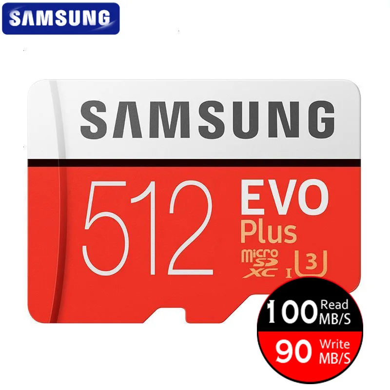 SAMSUNG карта памяти Micro SD карты 512 ГБ 100 МБ/с. Class10 U3 U1 SDXC Класс EVO+ Micro SD карта, карта памяти Micro SD TF карты флэш памяти для телефонов/Бла(беспилотный летательный аппарат