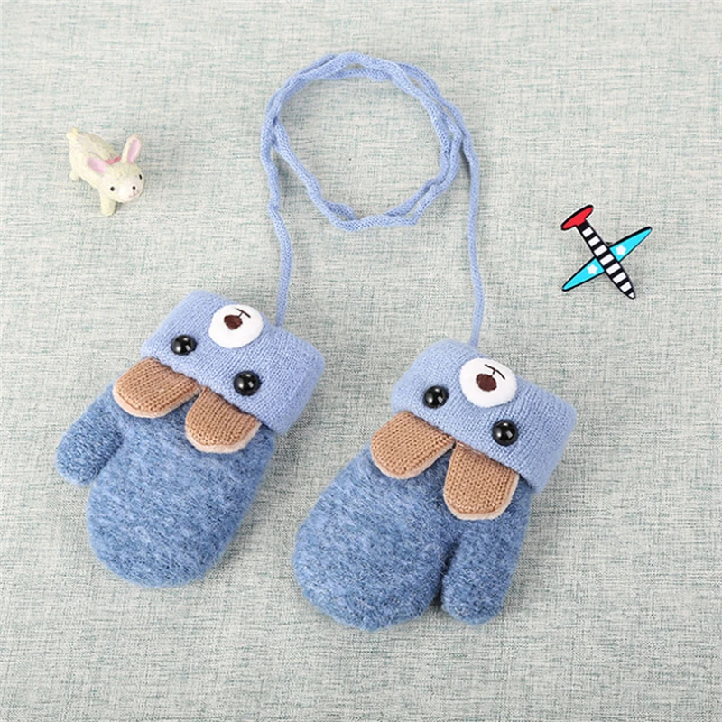 Hot Sale Children Girls Boys Winter Cartoon Bear Patchwork Keep Warm Mittens Gloves 1-4 years | Детская одежда и обувь
