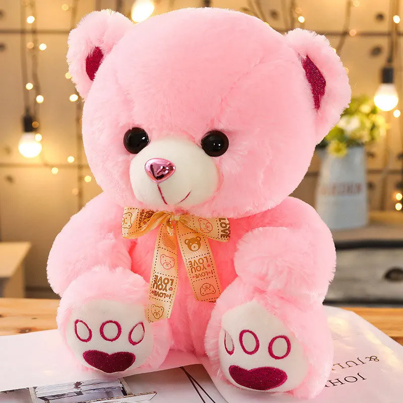 Высокое качество игрушки стильная футболка с изображением персонажей видеоигр, плюшевый медведь, плюшевые игрушки 35/50/65 см плюша Животные Медведь кукла, подарок на день рождения для детей - Цвет: Розовый