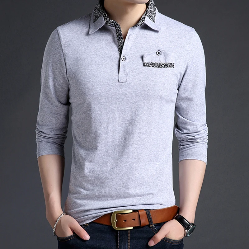 

Plus size men polo shirt long-sleeve 2019 new spring and autumn smart casual male polo shirt lapel cotton Korean style P04