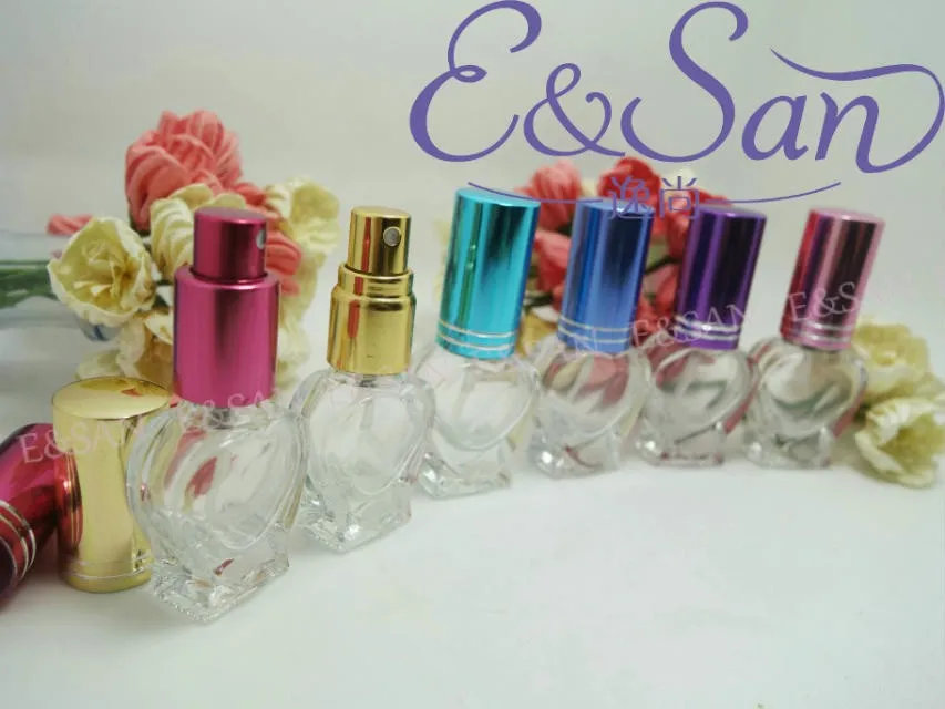 FX157-5ML, Маленькая прозрачная стеклянная бутылка-спрей в форме сердца, 100 шт./партия