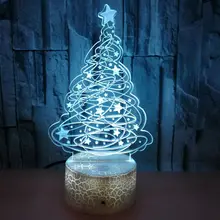 Рождественские подарки 3d огни красочные дистанционные сенсорные светодиодные огни необычная Рождественская елка 3d трещина маленькая настольная лампа