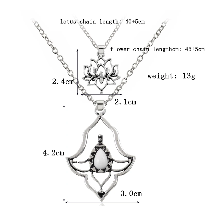 2 шт./компл. богемное многослойное колье Ретро цветок Опал подвеска с лотосом Йога ожерелье с положительной энергетикой женский Шарм ювелирные изделия Модные подарки