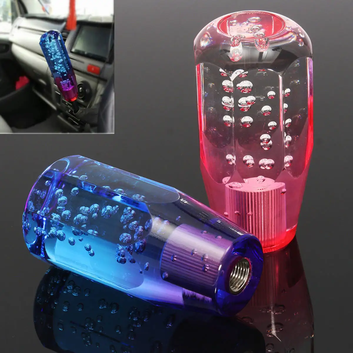 10cm Universal Colorful Bubble Styling Shift Gear Knob Blue purple