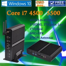 Мини-ПК Graphique HD 4500 Windows 2 * HDMI SD Карт 4 К HTPC Micro Barebone PC NUC Intel Core i7 4500U 4/8 ГБ RAM 64 ГБ SSD 500 Г HDD
