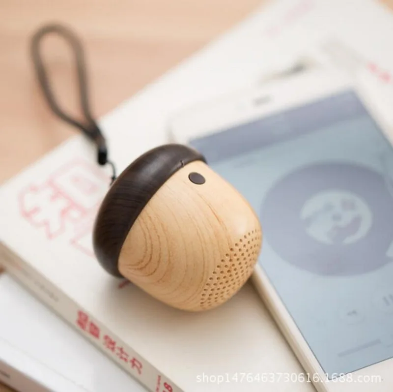 50 шт. bluetooth-динамик портативный мини-динамик милый деревянный гайки форма уникальный дизайн внешний динамик для сумка для телефона